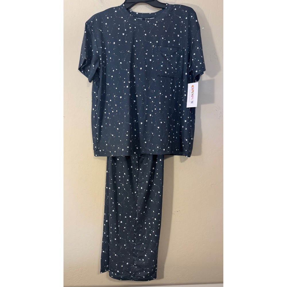 Joyspun Pajama Set‎ Women S Stars Galaxy Dreamy Soft Pockets Tee & Pants NEW